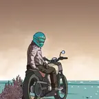 Sonnenuntergang mit Motorrad